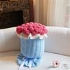 Cottonmore Knitted Acrylic Flower Hug Pillow Stuffed 22×60cm - Hotpink