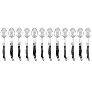 12pc Laguiole Etiquette 22.5cm Stainless Steel Table Spoon - Marble Black
