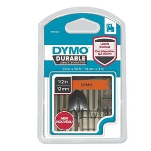 Dymo Durable Labels 12mm X 3m - Black On Orange