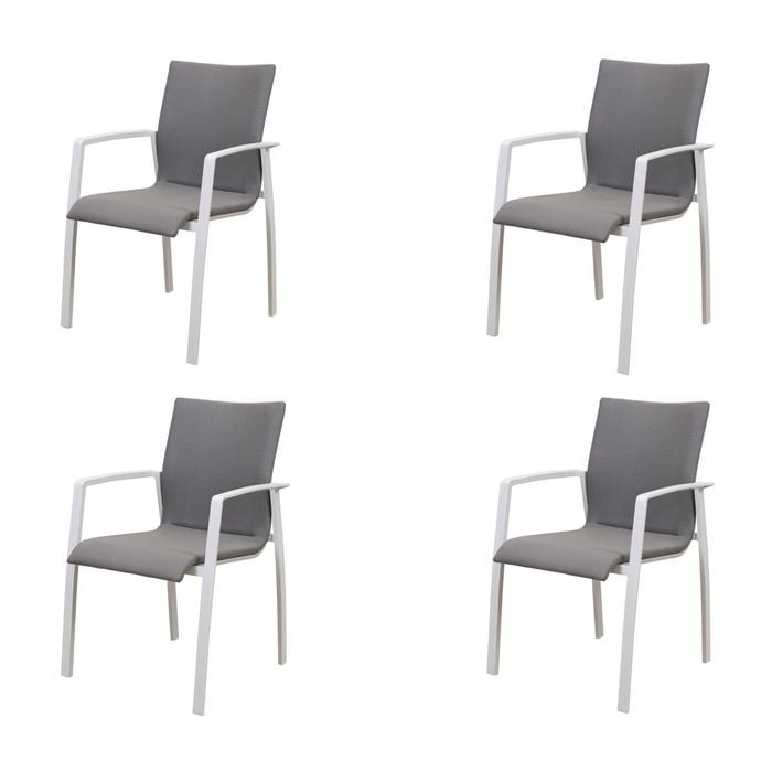 Ataman 4pc Set Aluminium Outdoor Dining Chair White
