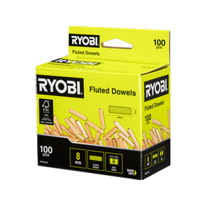 Ryobi 8mm Fluted Dowel - 100 Pack