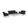 Hugo 3+2+1 Seater Outdoor Aluminium/rope Lounge Set Charcoal With Coffee Table & Grey Rope/denim Cushions