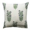 Kolka Iris Quilted Euro Sham Set Super Quality Cotton Quilted Front Green