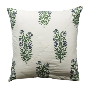 Kolka Iris Quilted Euro Sham Set Super Quality Cotton Quilted Front Green