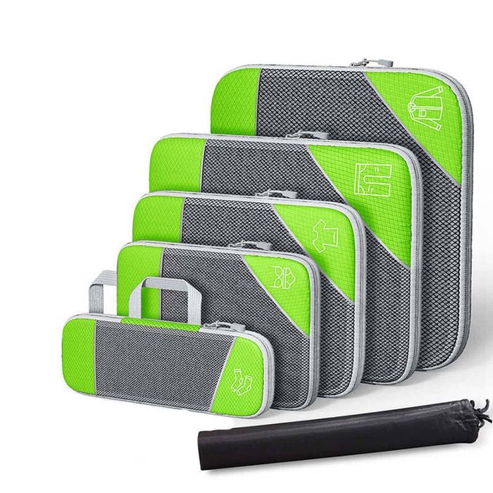 Catzon 6 Pcs Compression Packing Cubes Expandable Organiser-Green