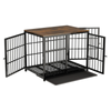 P&P Black Walnut Large Dog Crate with Furniture Style Top, 3 Doors and Removable Cleaning Tray
