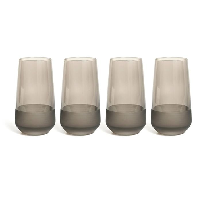 4pc Artcraft Matte Decorated Hi-ball Drinking Glass Home Use 470ml Smoke