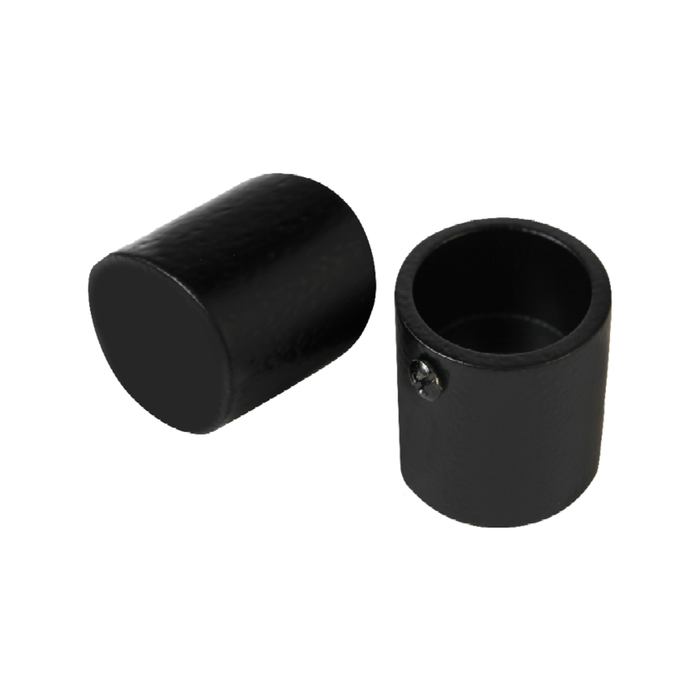 Pillar 16mm Black Curtain Rod Finial Cap - 2 Pack