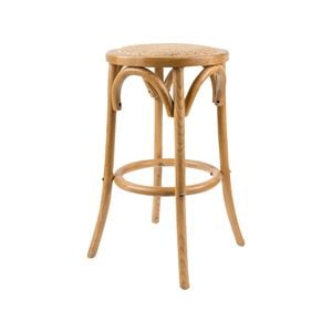 Aster Round Bar Stools Dining Stool Chair Solid Birch Timber Rattan Seat - Oak