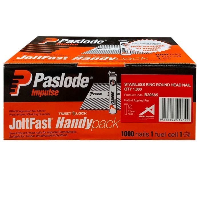 Paslode 75 x 3.06mm Stainless Steel Small Round JoltFast - 1000 Pack