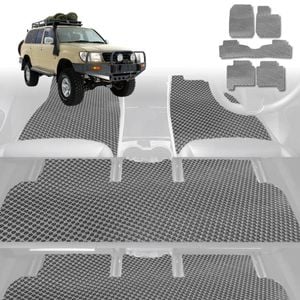 6D Diamond Car Floor Mats for Toyota LandCruiser 80 1990-1998-Ultimate Set-Grey-Outback GT