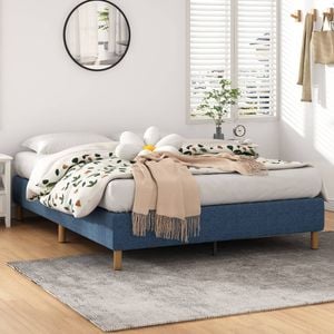 Metal Bed Frame Mattress Foundation Queen Size Blue