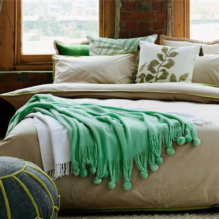 Bloomington Jane Barrington Cotton Quilt Cover Set Taupe/Emerald Single