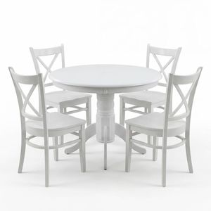 Cairns 5pc Set 106cm Hampton Dining Table Chair White