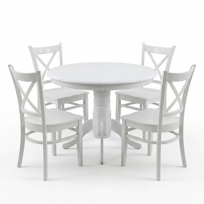 Cairns 5pc Set 106cm Hampton Dining Table Chair White