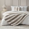 Dreamaker Denver Carved Stripe Faux Fur Throw Natural 180x200cm