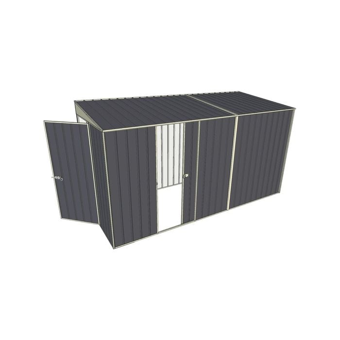 Build-a-Shed 1.5 x 3.7 x 2m Single Sliding Side Door Skillion Shed - Grey