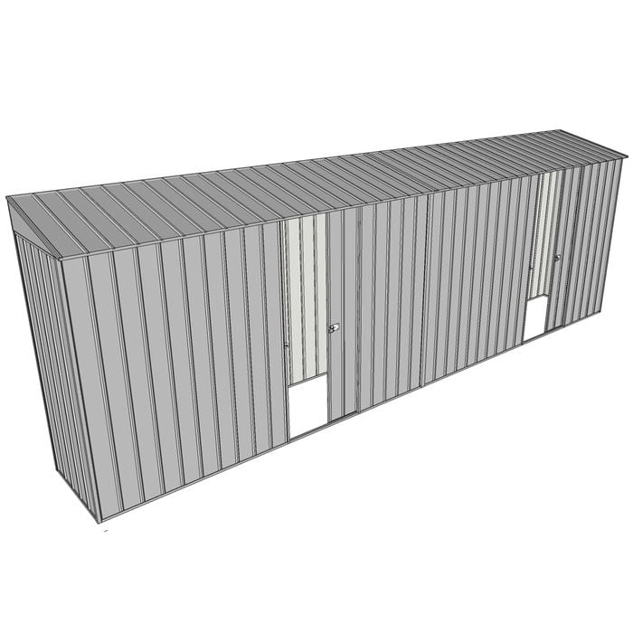 Build-a-Shed 0.8 x 6 x 2m Skillion Shed with Dual Single Sliding Side Doors - Zinc