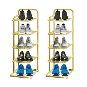 SOGA 2X 5 Tier Gold-Plated Metal Shoe Organizer