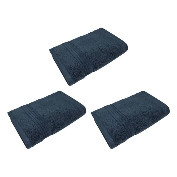 3x Bas Phillips Valencia Zero Twist Cotton Hand Towel 40 X 60cm Navy