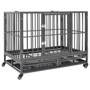 vidaXL Dog Cage with Wheels Steel Playpen Kennel 102x72x85 cm/92x62x76 cm
