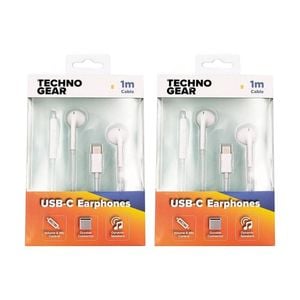2PK TGear Cabled USB-C Earphones with Microphone Pause/Play Volume Control