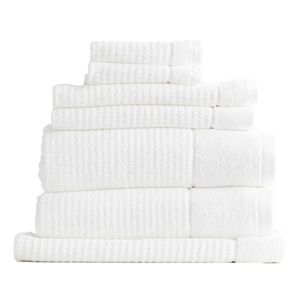 7pc Renee Taylor Cambridge 650GSM Textured Bath/Hand/Face Towel Mat Set Snow