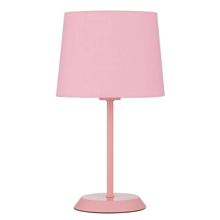 Telbix Jaxon Contemporary Table Desk Lamp Light Metal Fabric Pink