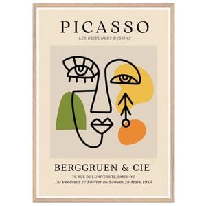 Galrie Stunning Picasso Les Dejeuners Dessins Abstract Art Poster for Home Decor, Wood Frame, 70 x 100cm (28 x 40inch)