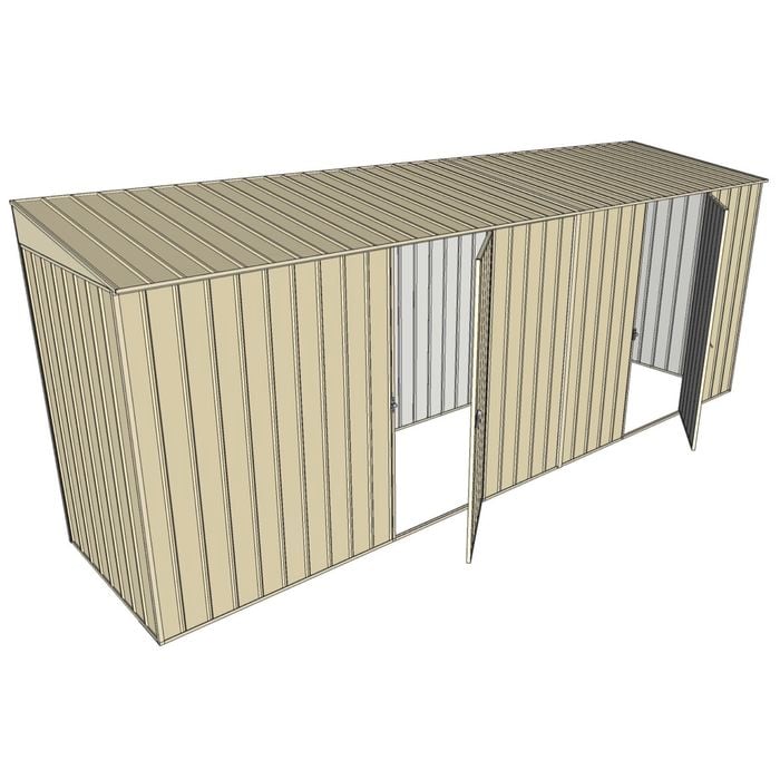 Build-A-Shed 1.2 x 5.2 x 2.0m Skillion Dual Single Hinged Side Doors Shed - Cream