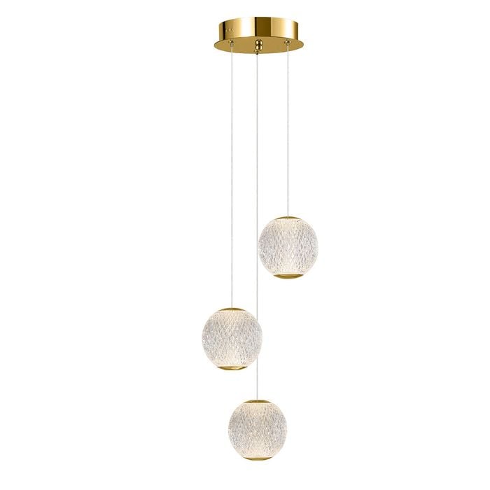 Vencha Langdon 3 Light LED Pendant - Gold (3000K)