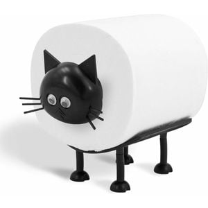 Cat Toilet Roll Holder: Tissue Paper Storage Stand - 3D Printed Black Loo Holder Bathroom Set