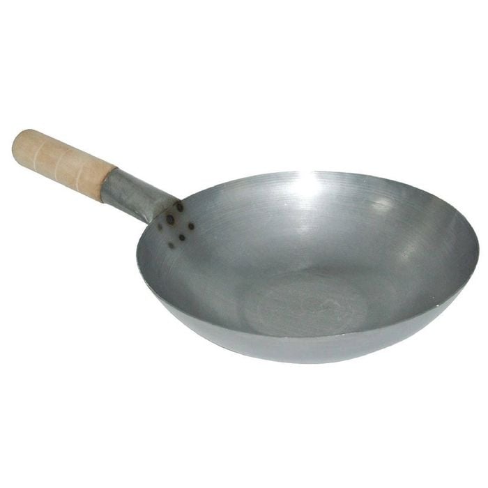 Vogue Mild Steel Wok Flat Base Carbon Steel 356mm 14 Inch Commercial Kitchen Cookware