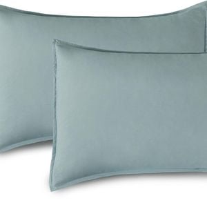 CleverPolly Vintage Washed Microfibre King Pillowcases - Ultra Soft & Skin-Friendly - Set of 2 - 50cm x 90cm (Seafoam)