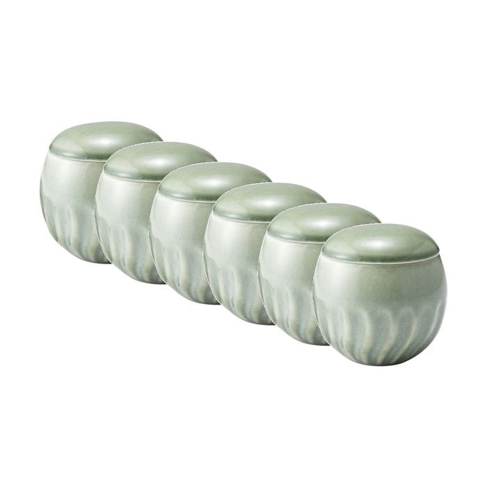 6pk Ecology Ritual Rippled Porcelain Medium Pot Willow Green 10x10.5cm