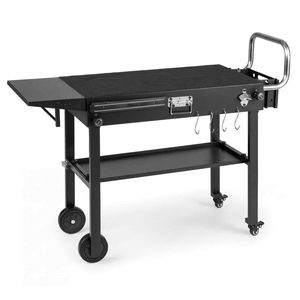 Costway Grill Cart Foldable Rolling Griddle BBQ Table Oil Mat-Black