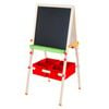 Teamson Kids Little Artist Vangogh Wooden Toy Easel with Storage Basket, Natural/Red