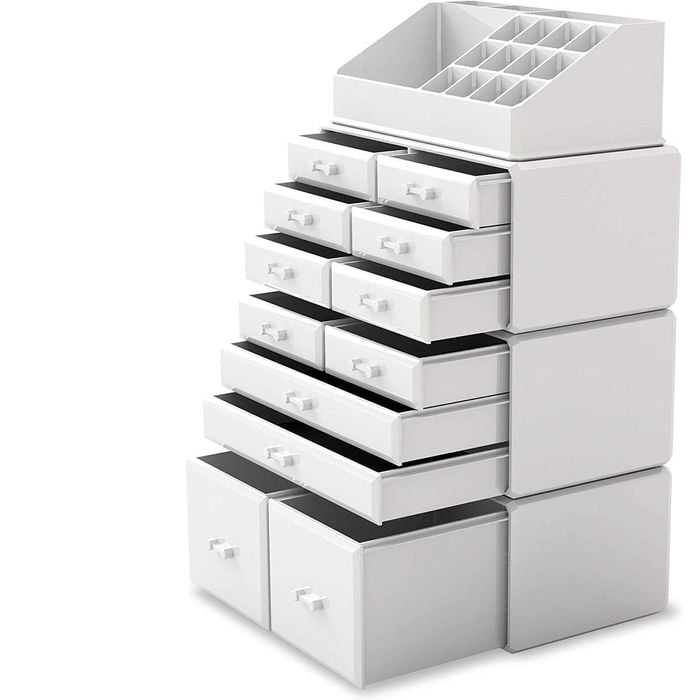 Makeup Cosmetic Organizer Storage with 12 Drawers Display Boxes (White)
