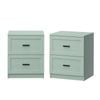 Oikiture 2pc Bedside Table 2 Drawers Nightstand Cabinet End Table Green