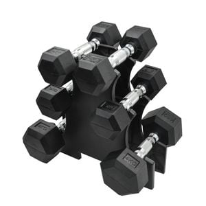 2KG-3KG-4KG Total 18KG Hex Rubber Dumbell Weight Set with PVC Rack