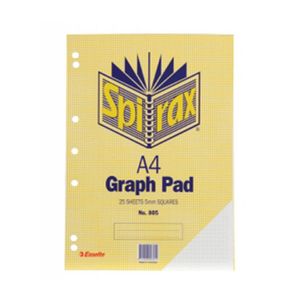 Spirax A4 25-Leaf Graph Pad (Pack of 10) (5mm)