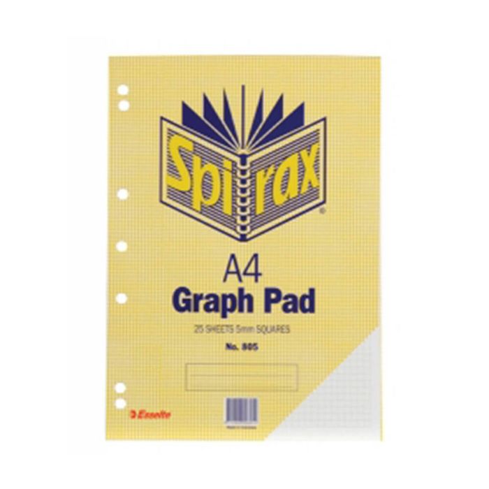 Spirax A4 25-Leaf Graph Pad (Pack of 10) (5mm)