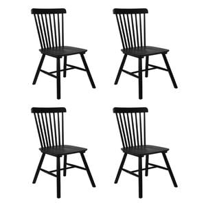 Levede Dining Chairs 4 Pack Windsor Wood Kitchen Black
