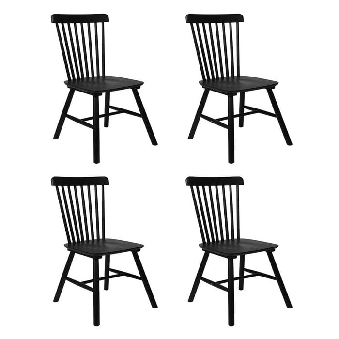 Levede Dining Chairs 4 Pack Windsor Wood Kitchen Black