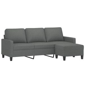 vidaXL 3-Seater Sofa with Footstool Couch Lounge Sofa Settee Dark Grey Fabric