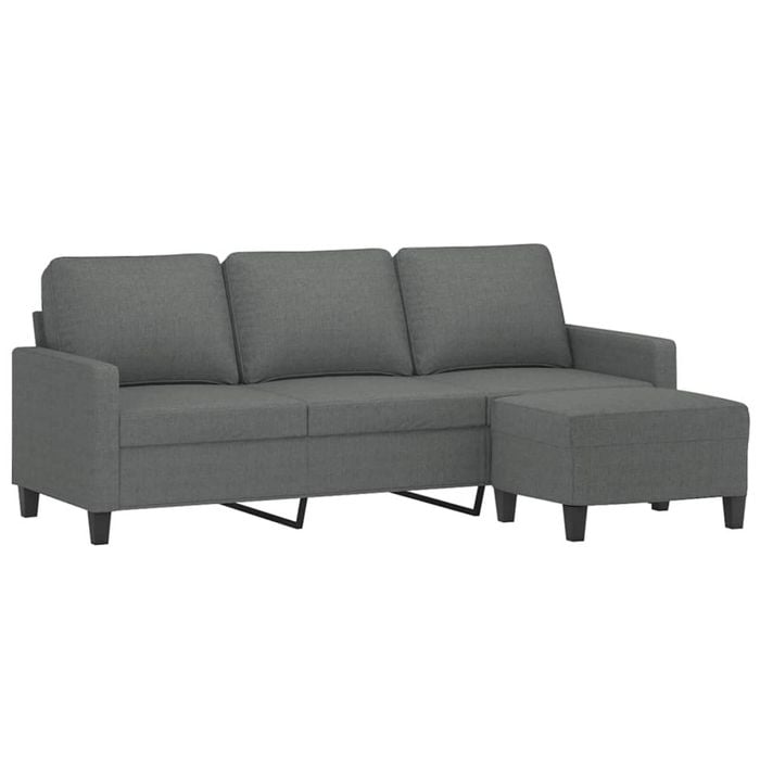 vidaXL 3-Seater Sofa with Footstool Couch Lounge Sofa Settee Dark Grey Fabric