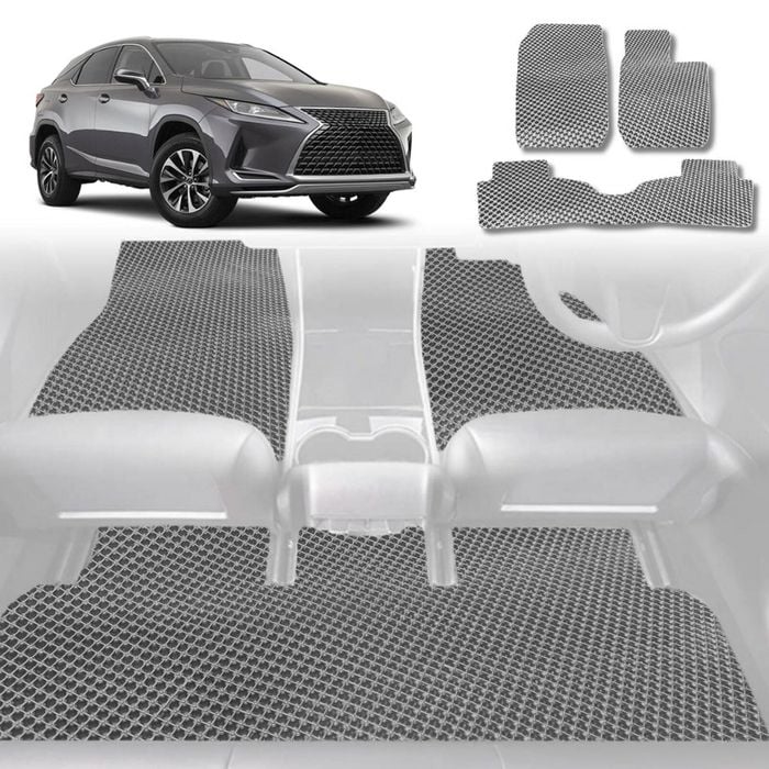 6D Diamond Car Floor Mats for Lexus RX 2015-2022-Full Set-Grey-Outback GT