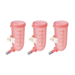 Yes4pets 3x 500ml Dog Cat Hamster Rabbit Water Bottle Hanging Drinking Dispenser Feeder Pink