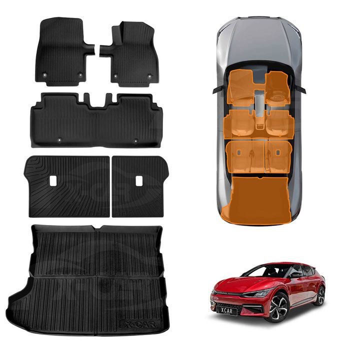 3D Floor Mats Boot Liner Set for Kia EV6 EV 6 2021-Onwards Cargo Kick Mat Back Seat Protector Cover
