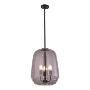 Cla Lighting Cuad Interior Round Pyramid Glass Shade Pendant Light Smokey Black